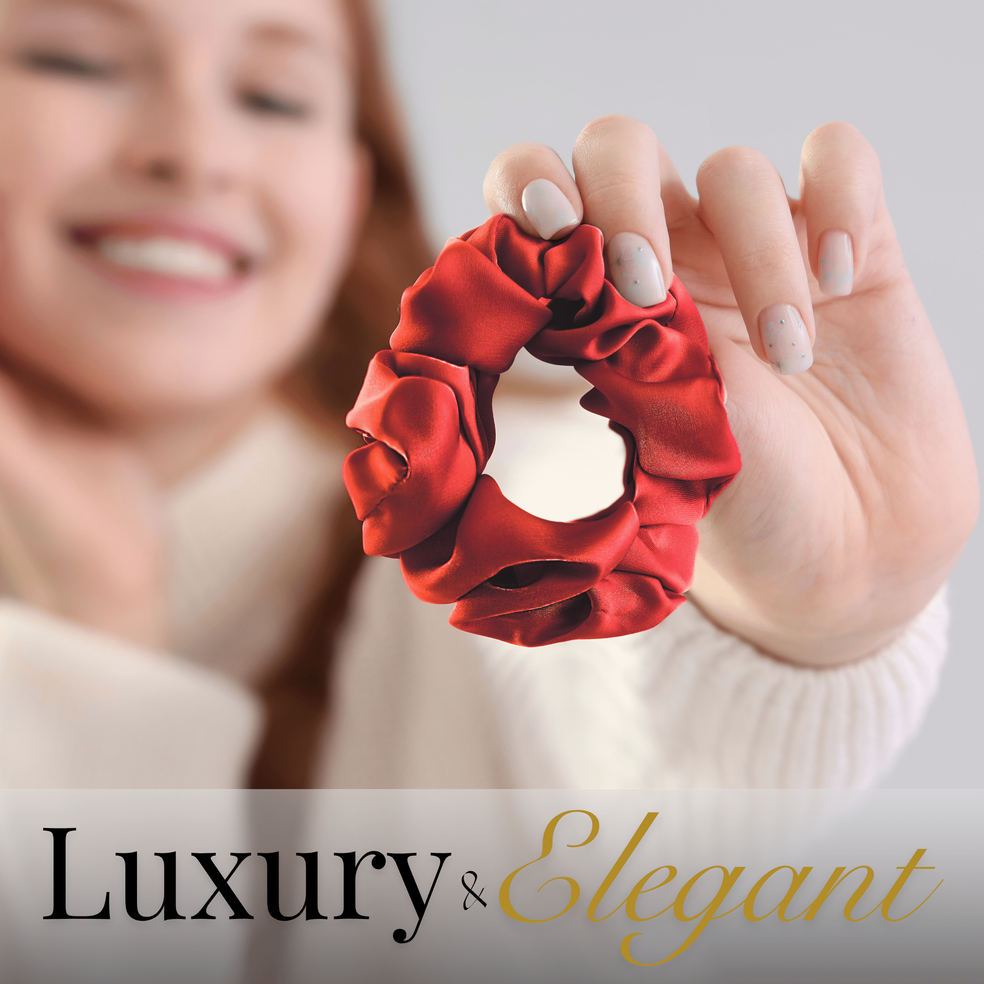 Red Skinny Scrunchie – 100% Pure Mulberry Silk, Perfect for All Hair Types - NOCHKA
