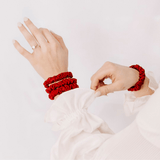 Red Ultra Skinny Scrunchie – 100% Pure Mulberry Silk, Perfect for All Hair Types - NOCHKA
