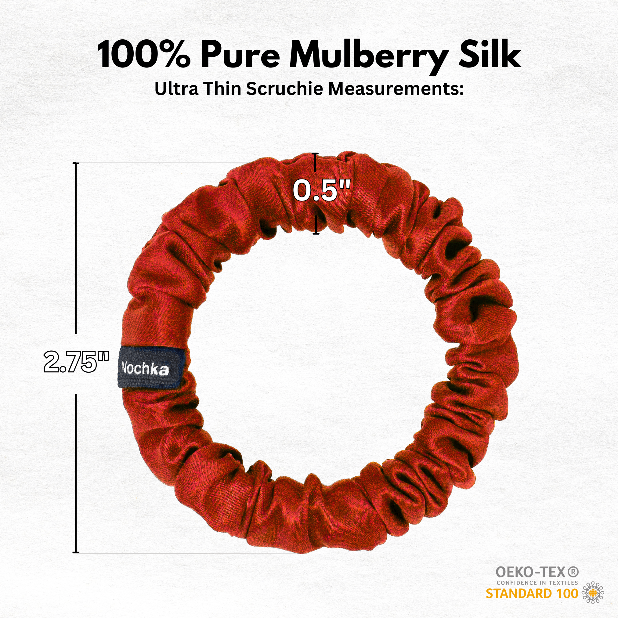 Red Ultra Skinny Scrunchie – 100% Pure Mulberry Silk, Perfect for All Hair Types - NOCHKA
