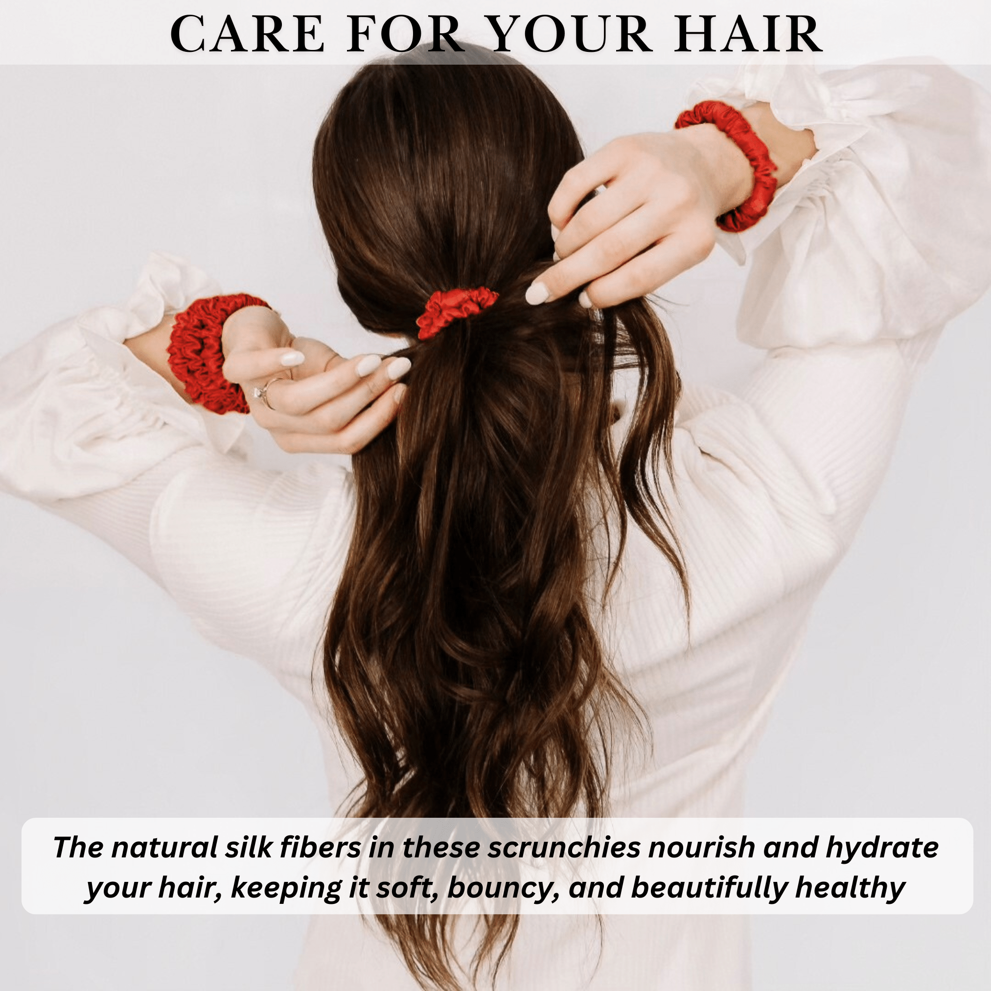 Red Ultra Skinny Scrunchie – 100% Pure Mulberry Silk, Perfect for All Hair Types - NOCHKA
