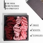 Rose Shades of 3 Skinny Mulberry Silk Scrunchies | 100% Silk - NOCHKA
