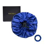Royal Blue & Black Pure Mulberry Silk Bonnet – Reversible & Durable - NOCHKA

