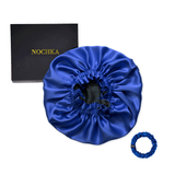 Royal Blue & Black Pure Mulberry Silk Bonnet – Reversible & Durable - NOCHKA
