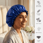 Royal Blue & Black Pure Mulberry Silk Bonnet – Reversible & Durable - NOCHKA

