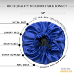 Royal Blue & Black Pure Mulberry Silk Bonnet – Reversible & Durable - NOCHKA
