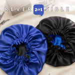 Royal Blue & Black Pure Mulberry Silk Bonnet – Reversible & Durable - NOCHKA
