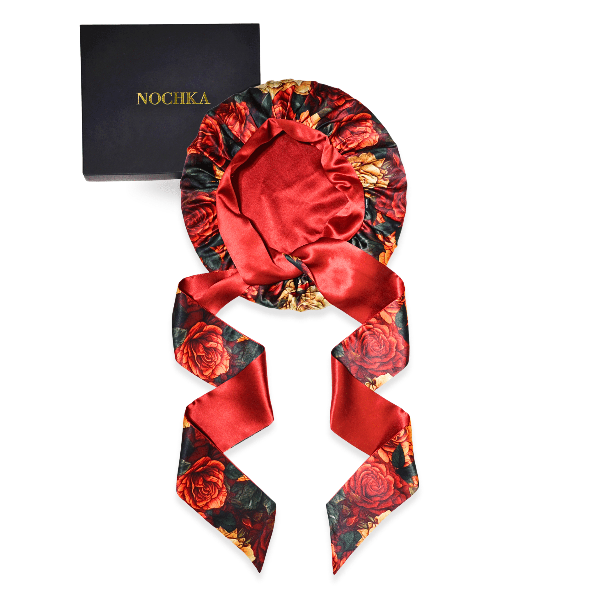 Rust Rose Print Reversible Bonnet with Ties - NOCHKA
