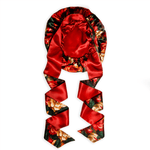 Rust Rose Print Reversible Bonnet with Ties - NOCHKA
