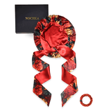 Rust Rose Print Reversible Bonnet with Ties - NOCHKA
