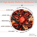 Rusty Rose Print Pure Mulberry Silk Bonnet – Reversible & Durable - NOCHKA
