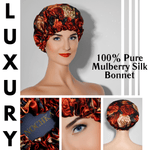 Rusty Rose Print Pure Mulberry Silk Bonnet – Reversible & Durable - NOCHKA
