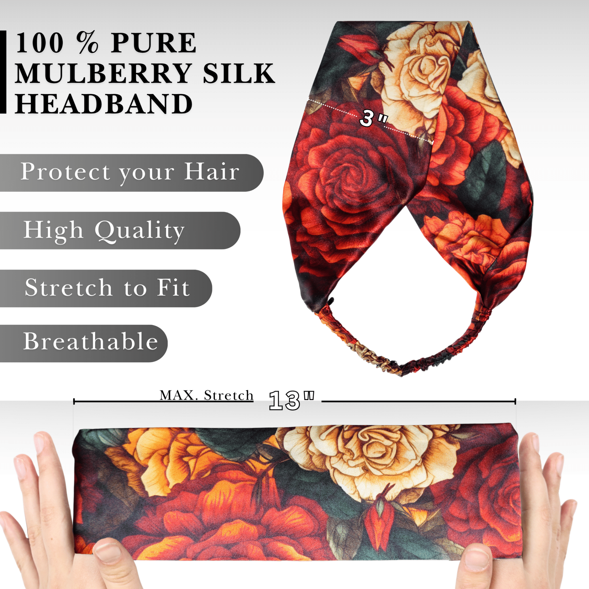 Rusty Rose Pure Silk Headband - NOCHKA
