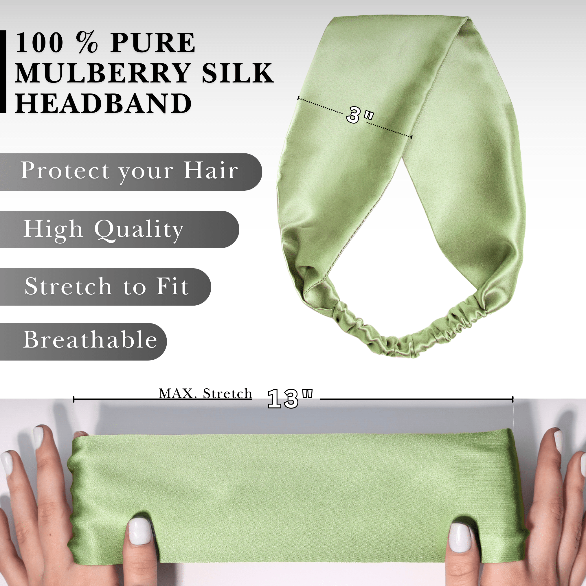 Sage Pure Silk Headband - NOCHKA

