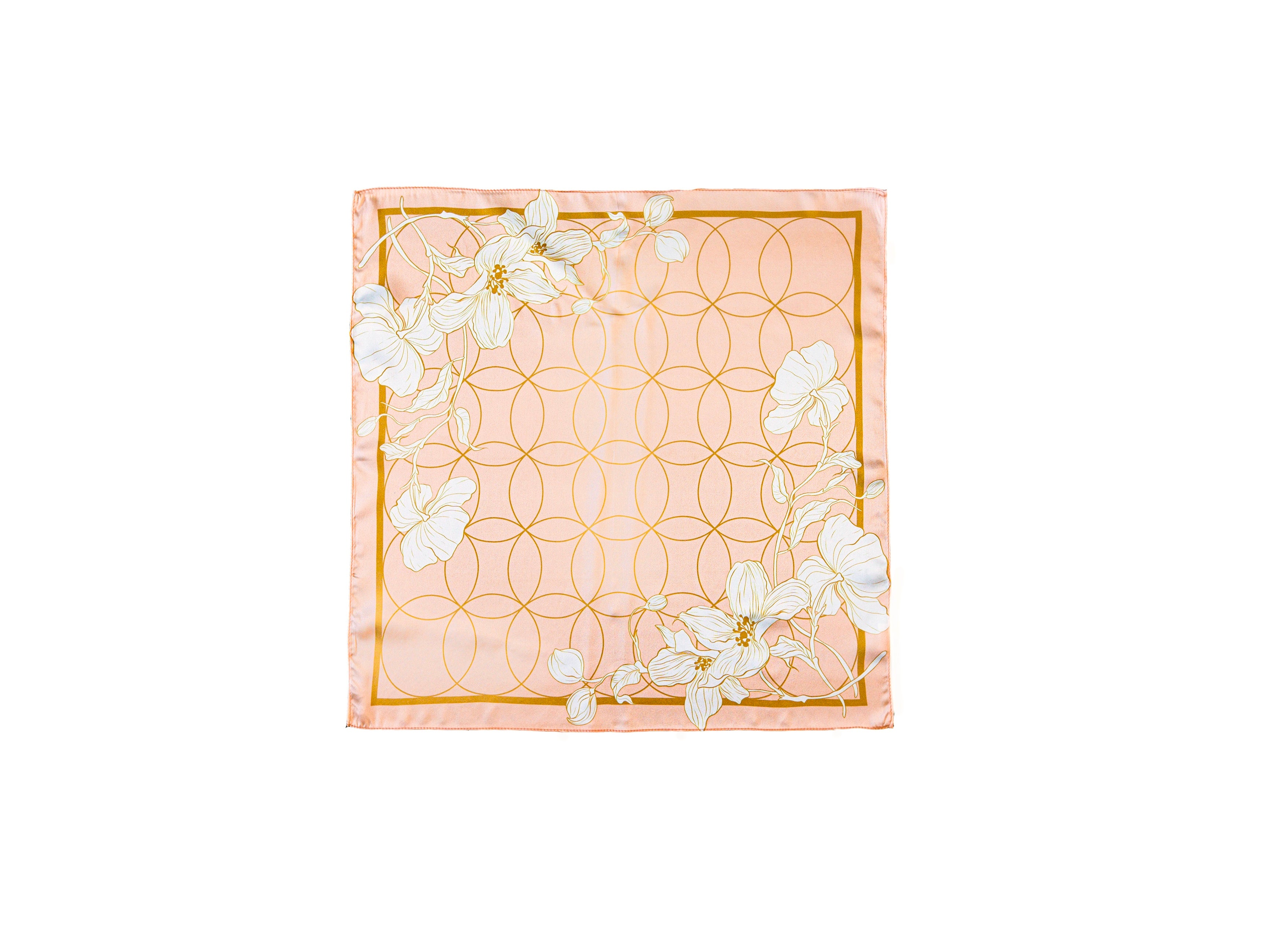 Orchid Peach Mulbery Silk Square Scarf
