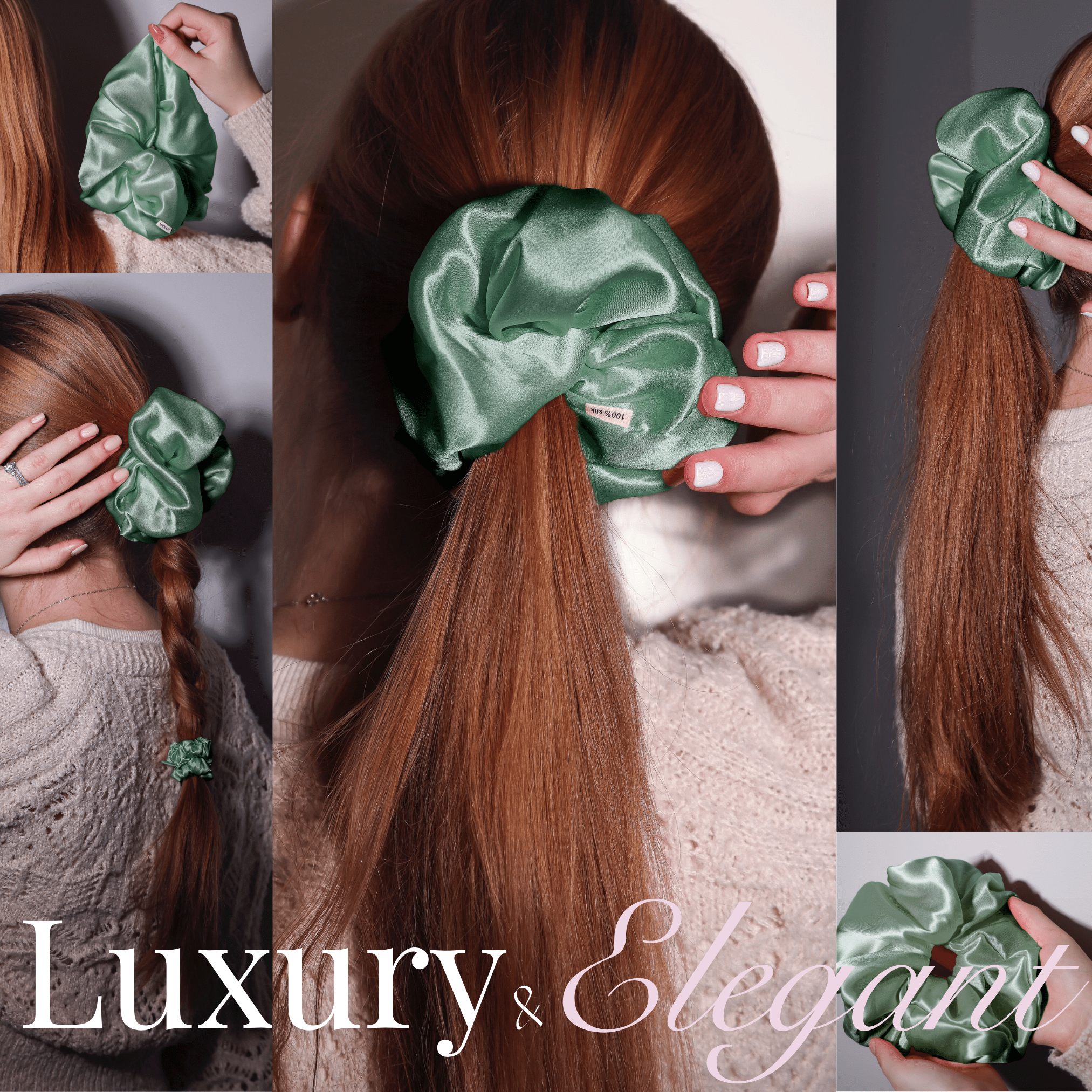 Seagrass Jumbo Scrunchie – 100% Pure Mulberry Silk, Perfect for All Hair Types - NOCHKA
