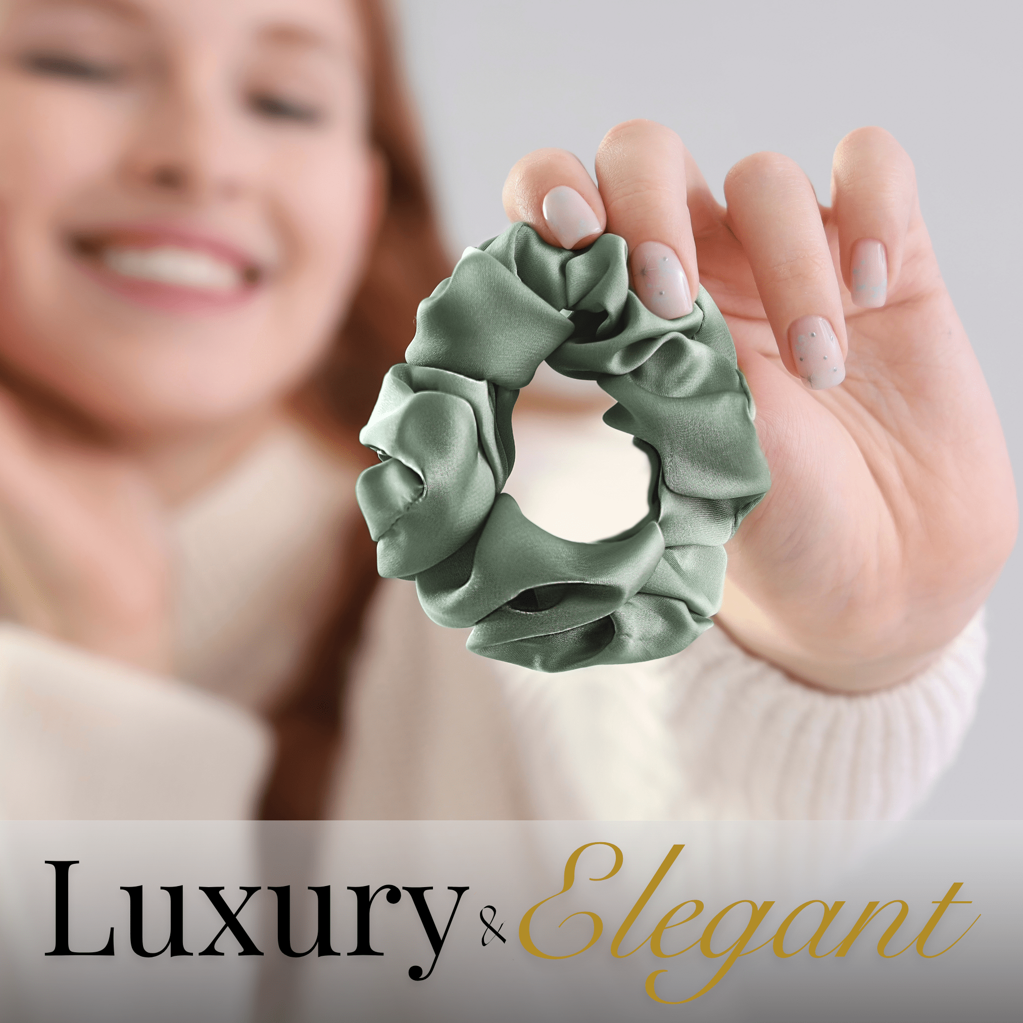 Seagrass Skinny Scrunchie – 100% Pure Mulberry Silk, Perfect for All Hair Types - NOCHKA
