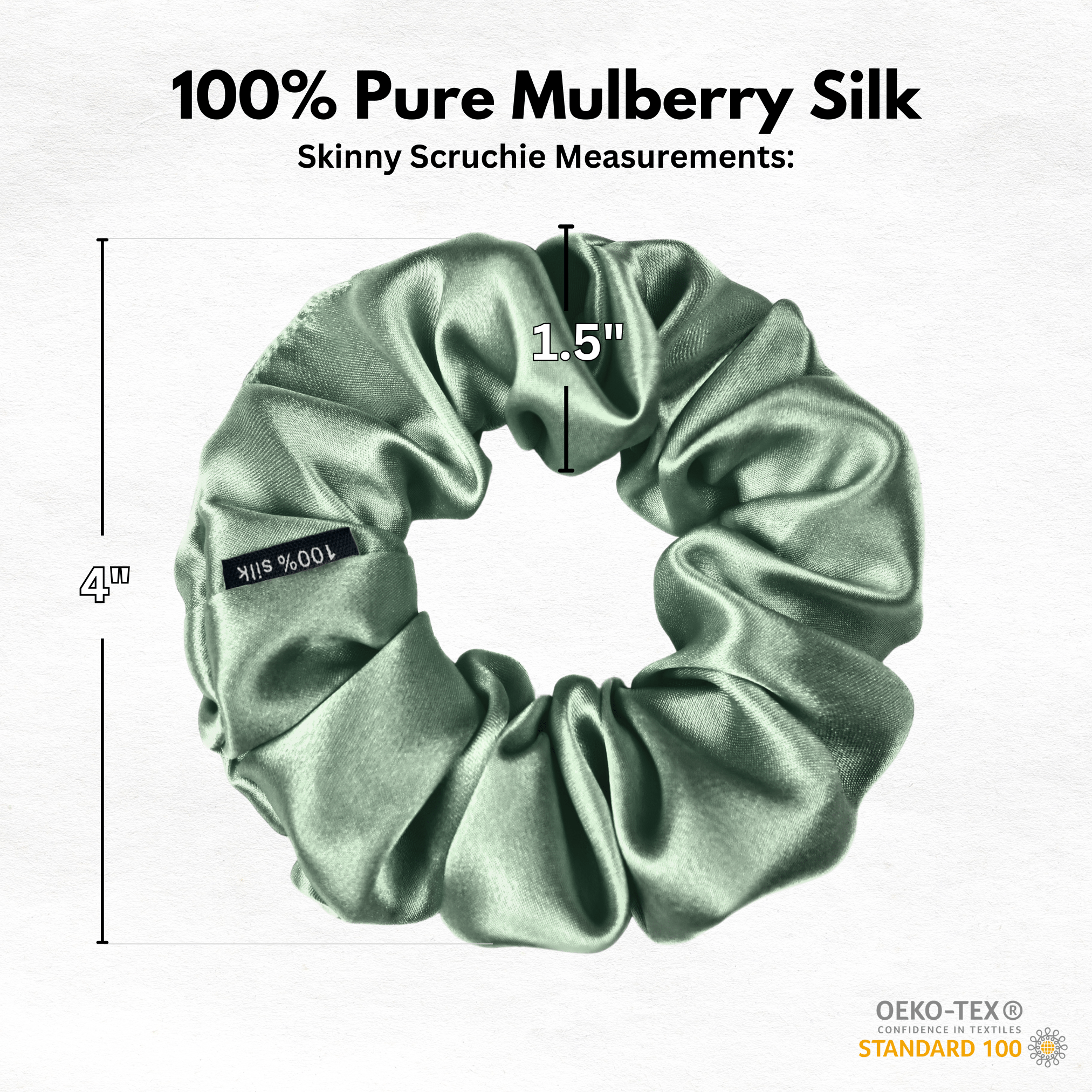 Seagrass Skinny Scrunchie – 100% Pure Mulberry Silk, Perfect for All Hair Types - NOCHKA
