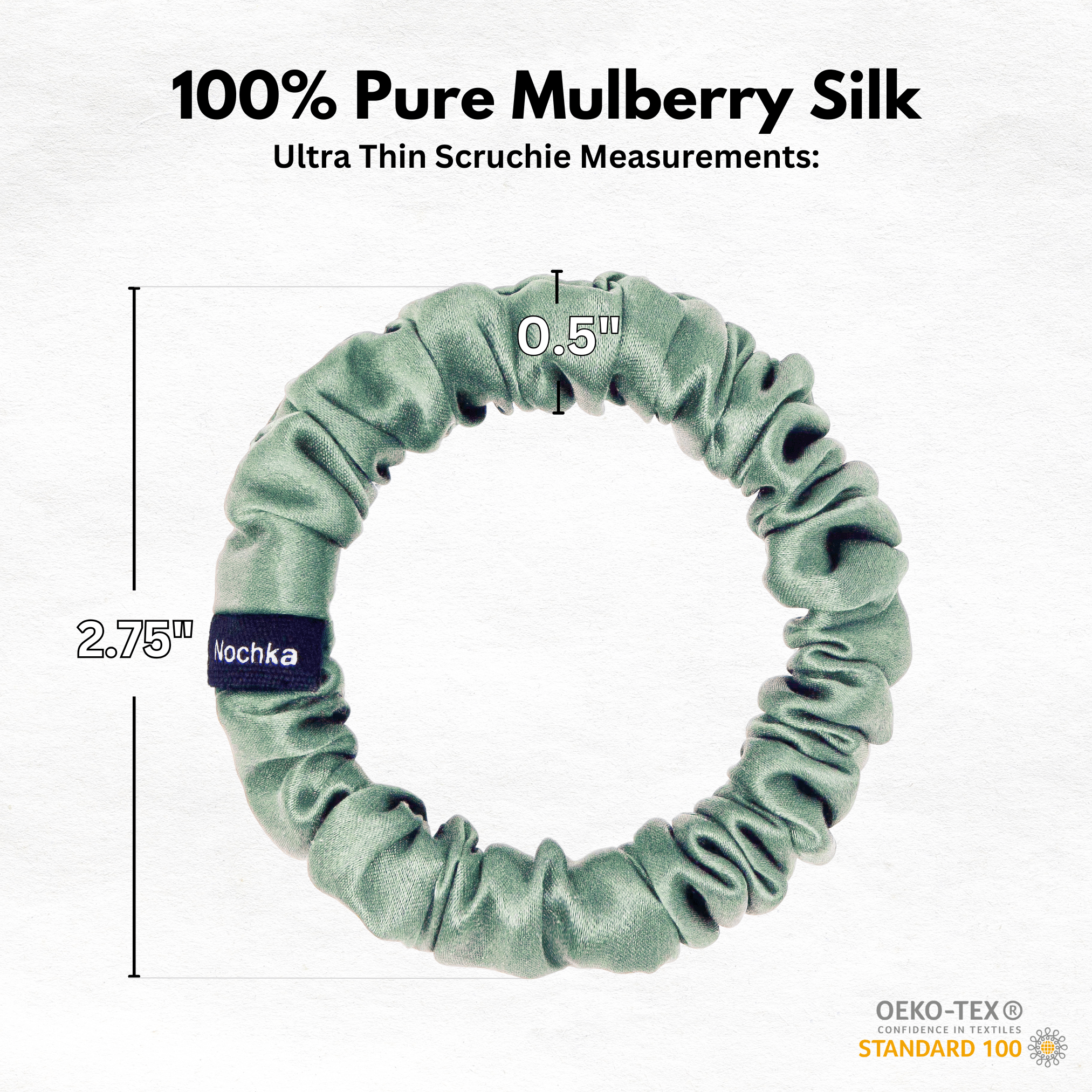 Seagrass Ultra Skinny Scrunchie – 100% Pure Mulberry Silk, Perfect for All Hair Types - NOCHKA
