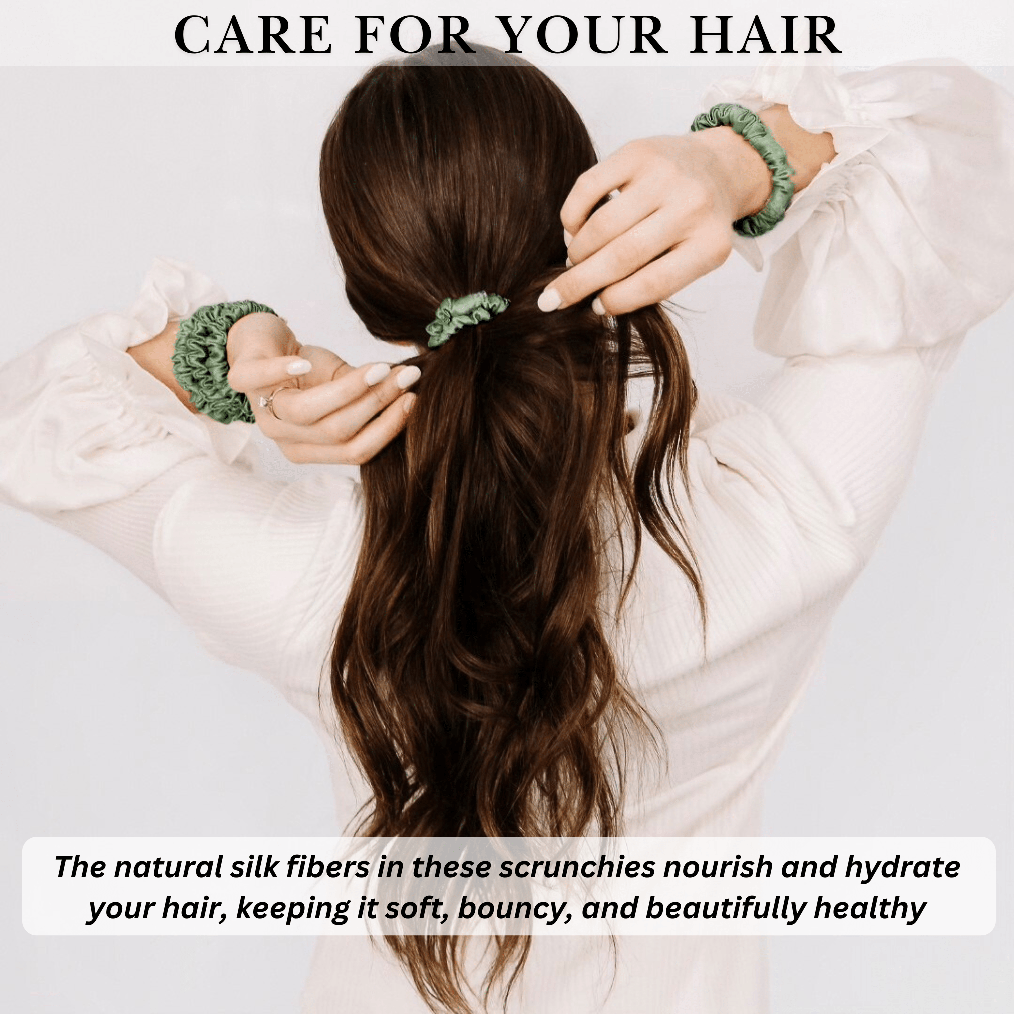 Seagrass Ultra Skinny Scrunchie – 100% Pure Mulberry Silk, Perfect for All Hair Types - NOCHKA
