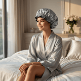 Silver & Black Pure Mulberry Silk Bonnet – Reversible & Durable - NOCHKA

