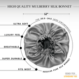 Silver & Black Pure Mulberry Silk Bonnet – Reversible & Durable - NOCHKA

