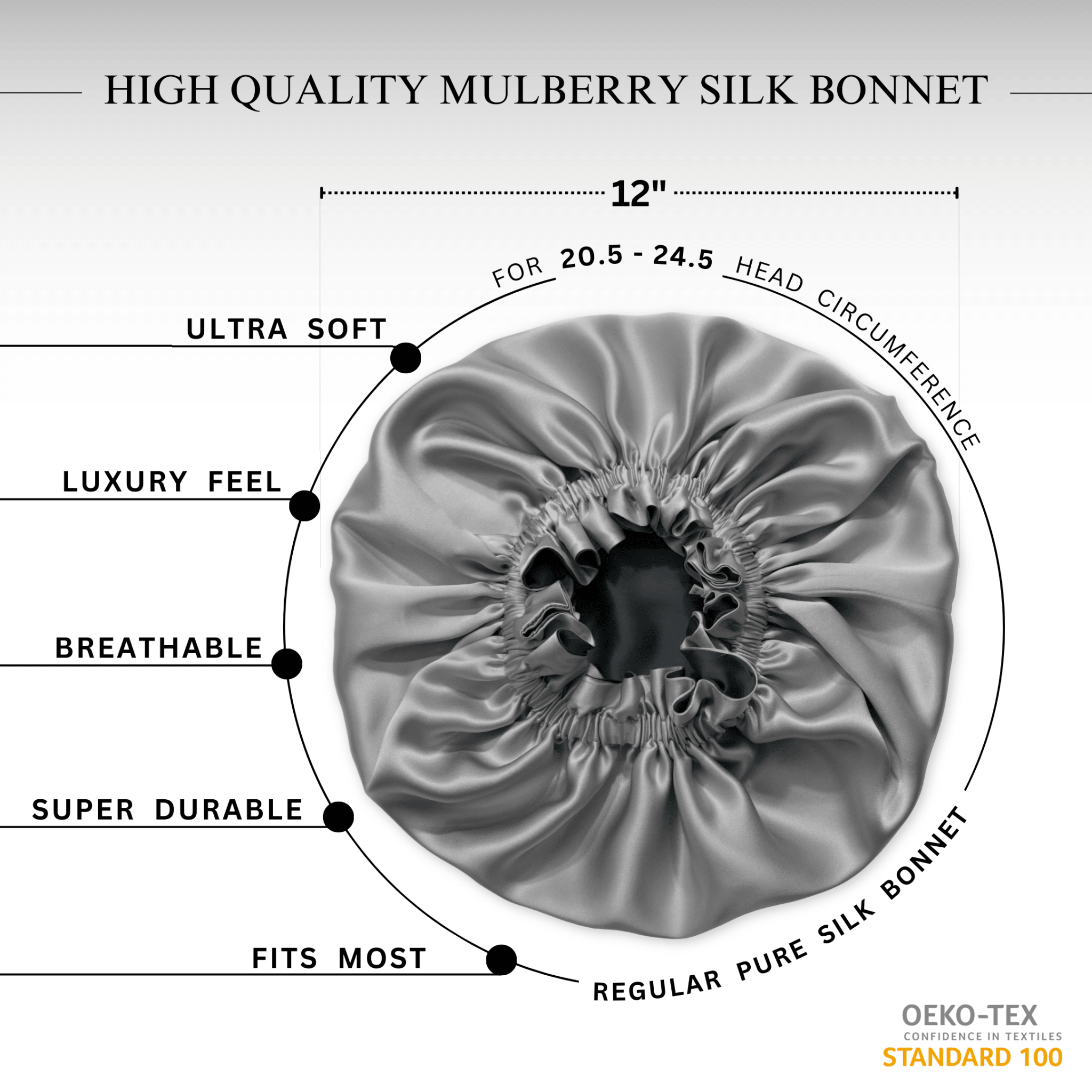 Silver & Black Pure Mulberry Silk Bonnet – Reversible & Durable - NOCHKA
