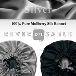 Silver & Black Pure Mulberry Silk Bonnet – Reversible & Durable - NOCHKA
