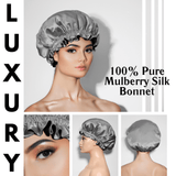 Silver & Black Pure Mulberry Silk Bonnet – Reversible & Durable - NOCHKA
