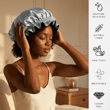 Silver & Black Pure Mulberry Silk Bonnet – Reversible & Durable - NOCHKA
