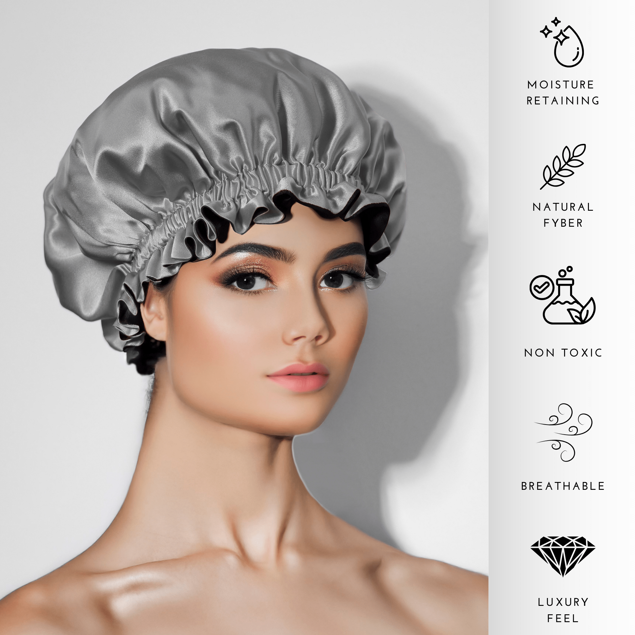 Silver & Black Pure Mulberry Silk Bonnet – Reversible & Durable - NOCHKA
