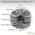 Silver & Black Pure Mulberry Silk Bonnet – Reversible & Durable - NOCHKA
