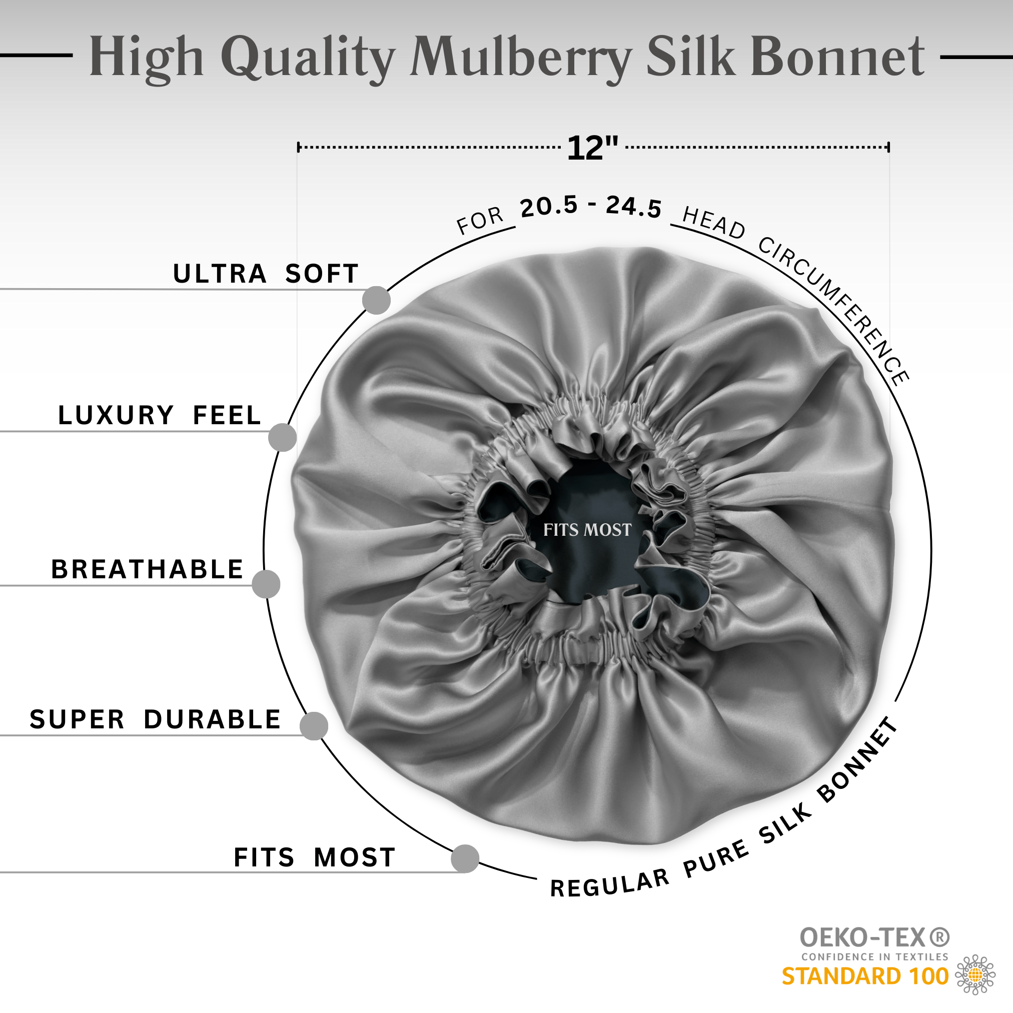 Silver & Black Pure Mulberry Silk Bonnet – Reversible & Durable - NOCHKA

