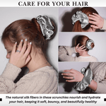 Silver Jumbo Scrunchie – 100% Pure Mulberry Silk, Perfect for All Hair Types - NOCHKA
