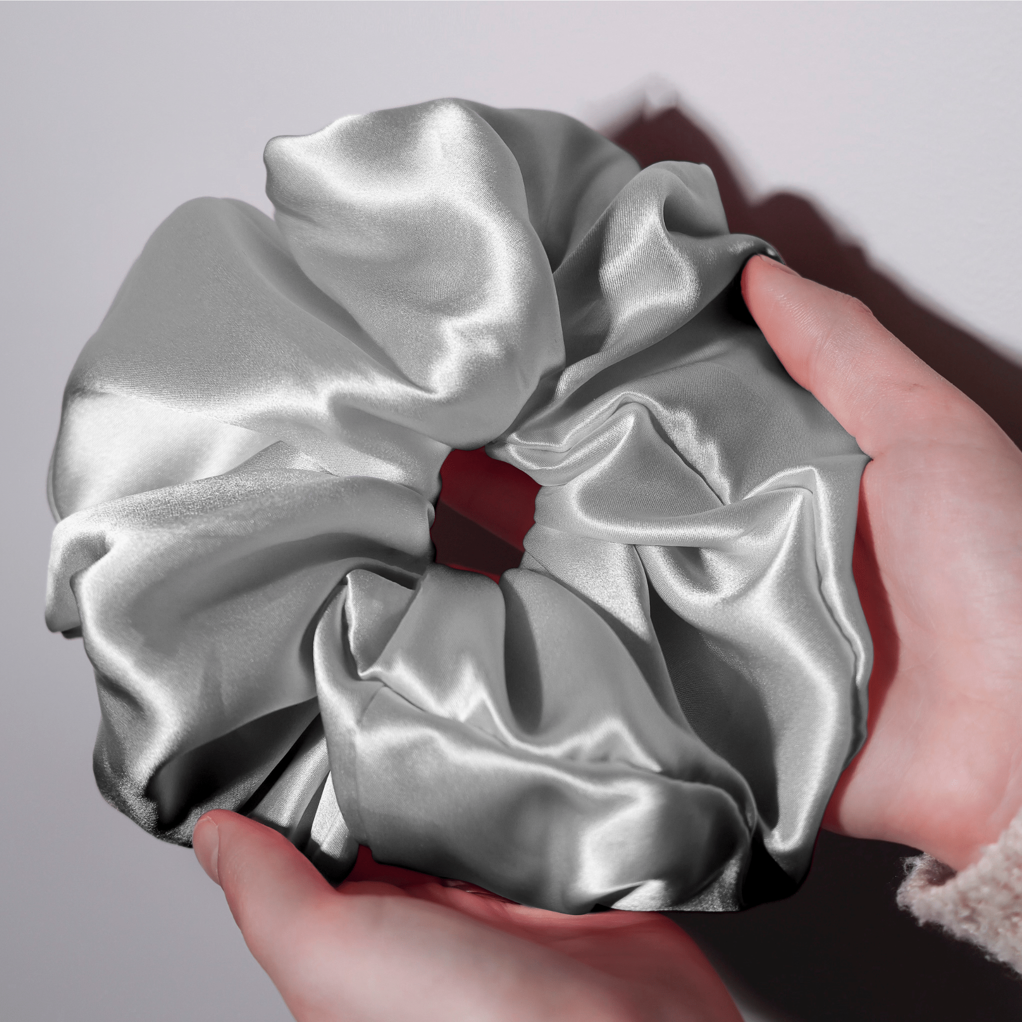Silver Jumbo Scrunchie – 100% Pure Mulberry Silk, Perfect for All Hair Types - NOCHKA
