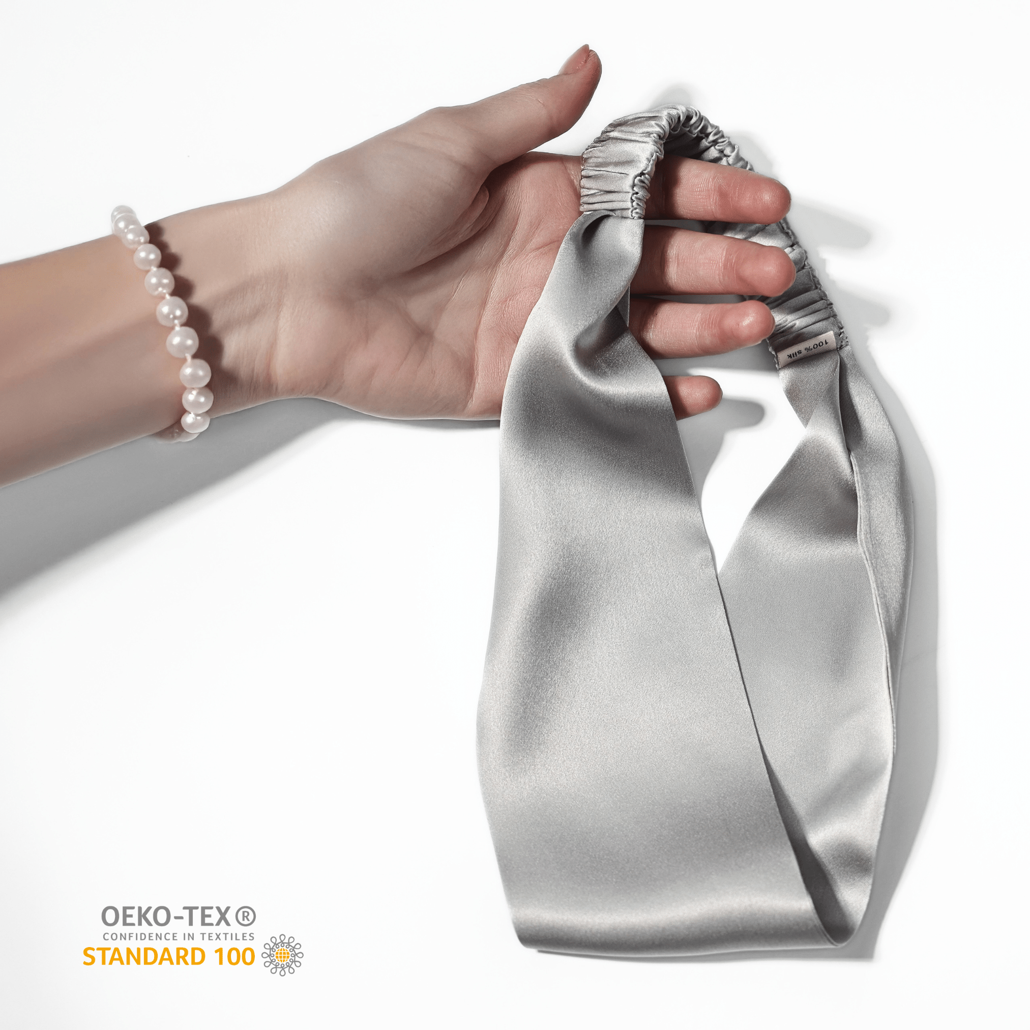 Silver Pure Silk Headband - NOCHKA
