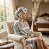 Silver Reversible Bonnet with Ties - NOCHKA
