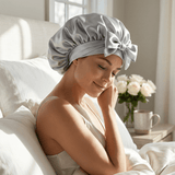 Silver Reversible Bonnet with Ties - NOCHKA
