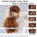Silver Skinny Scrunchie – 100% Pure Mulberry Silk, Perfect for All Hair Types - NOCHKA
