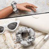 Silver Skinny Scrunchie – 100% Pure Mulberry Silk, Perfect for All Hair Types - NOCHKA

