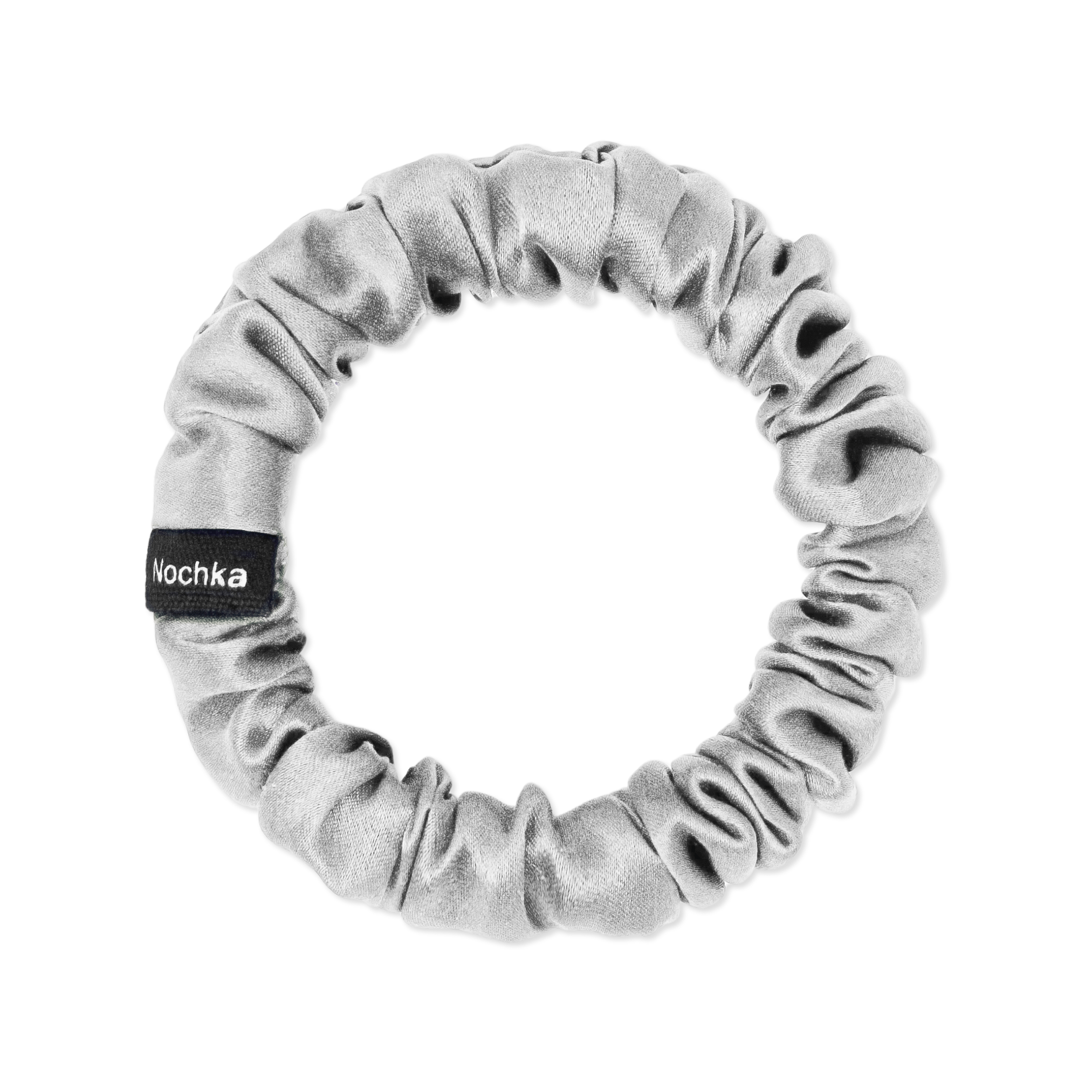 Silver Ultra Skinny Scrunchie – 100% Pure Mulberry Silk, Perfect for All Hair Types - NOCHKA
