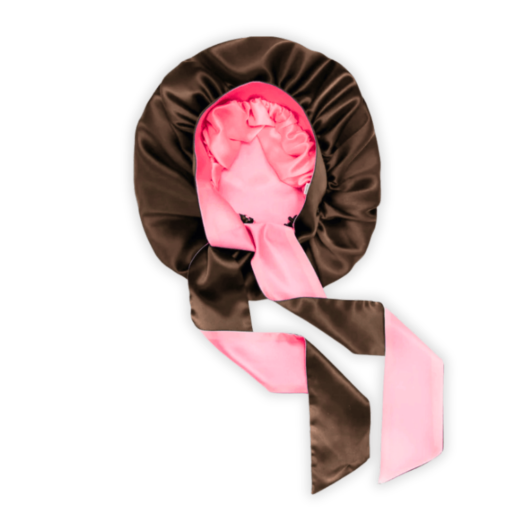 Strawberry Chocolate Reversible Bonnet with Ties - NOCHKA
