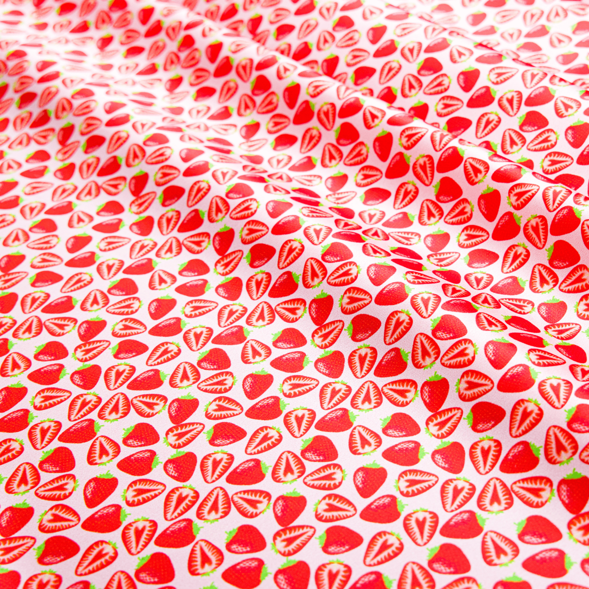 Strawberry Print 100% Pure Mulberry Silk Fabric 19mm 54" Width Pre - Cut Silk Fabric - NOCHKA

