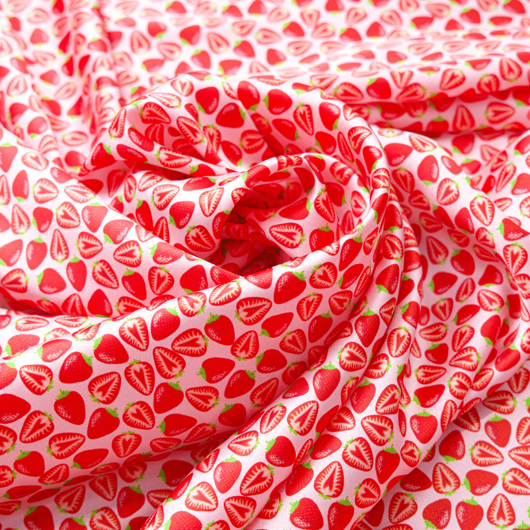 Strawberry Print 100% Pure Mulberry Silk Fabric 19mm 54" Width Pre - Cut Silk Fabric - NOCHKA
