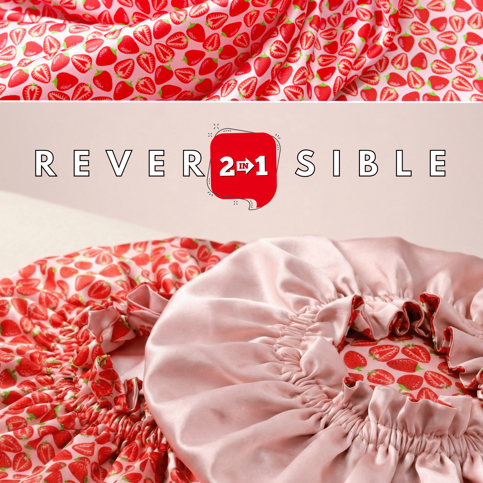Strawberry Pure Mulberry Silk Bonnet – Reversible & Durable - NOCHKA
