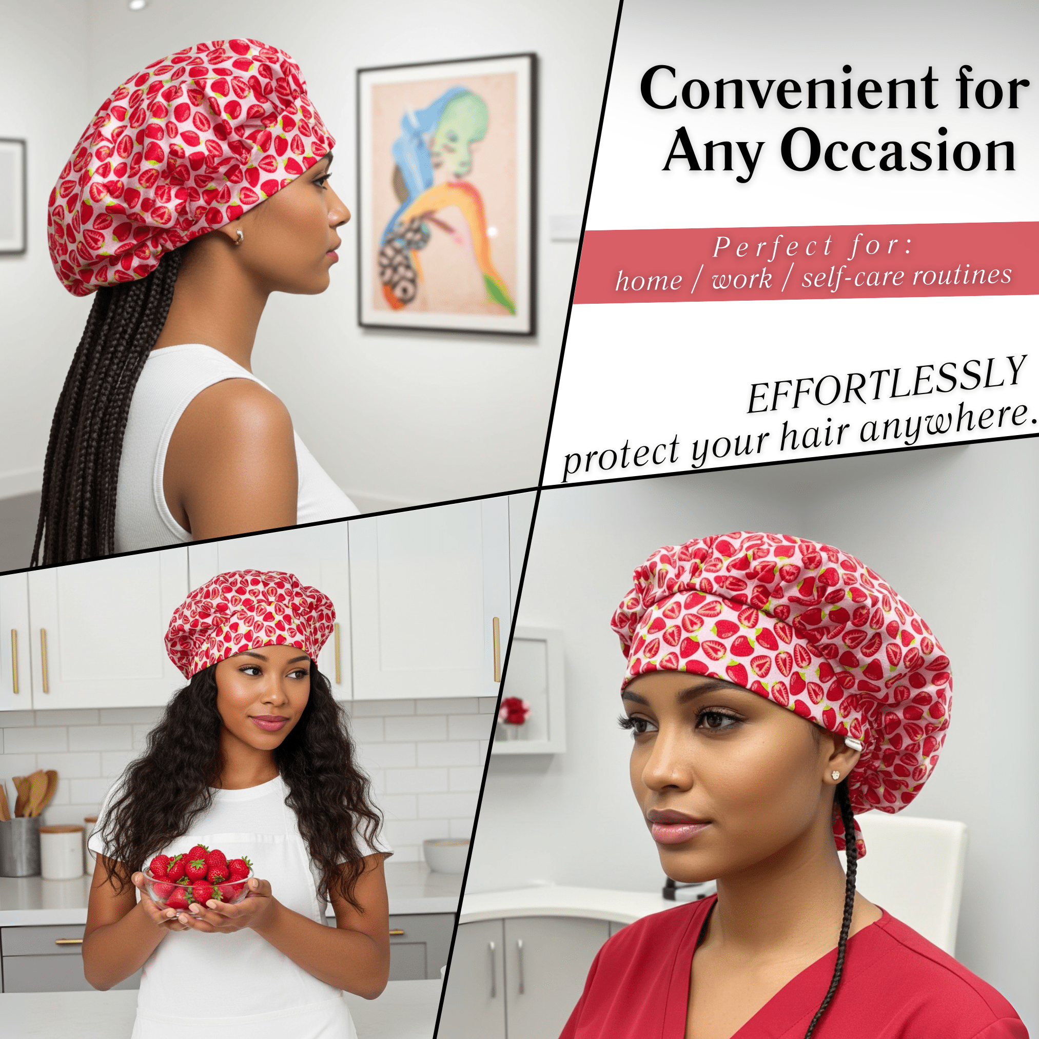 Strawberry Pure Mulberry Silk Medical Bonnet – Reversible & Durable - NOCHKA
