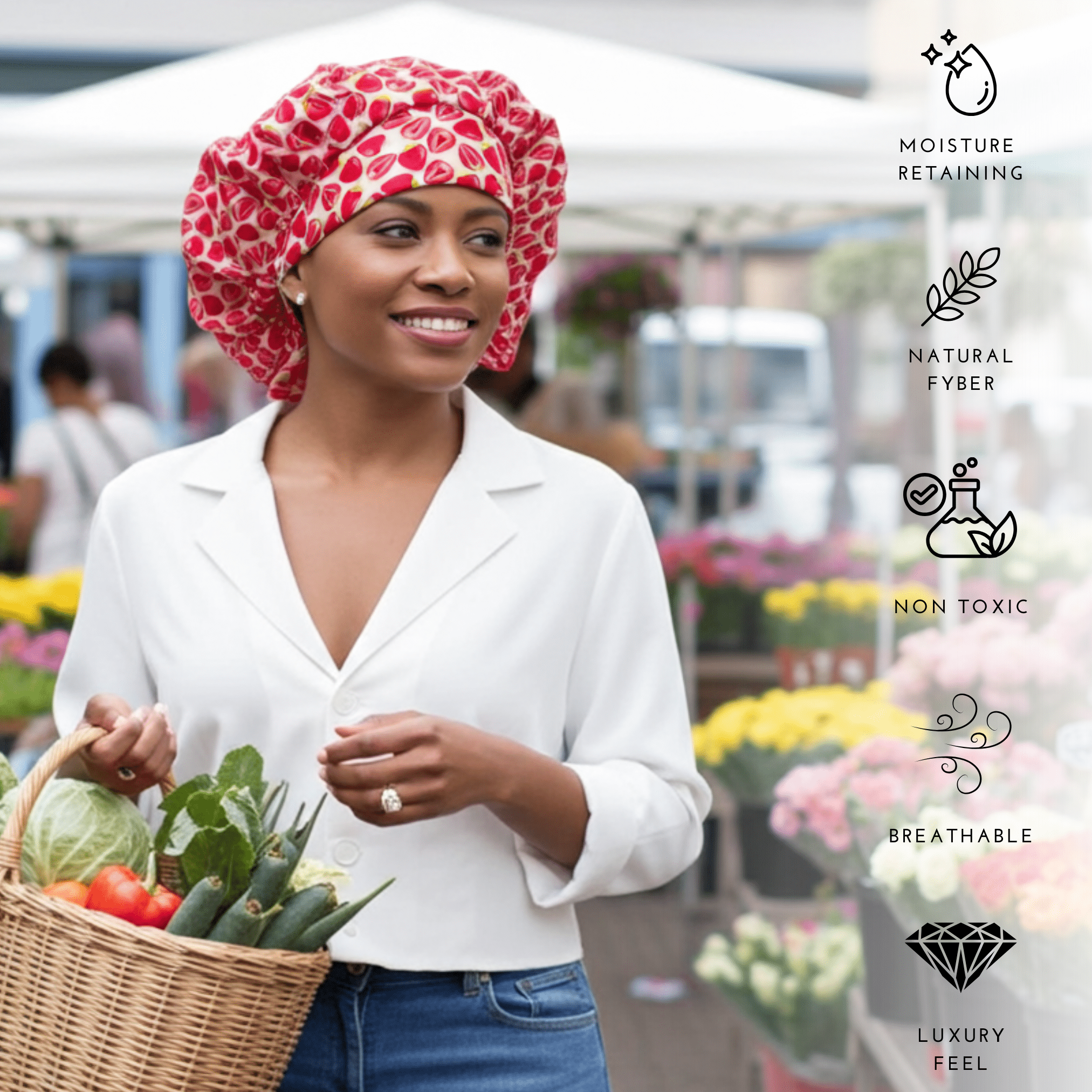 Strawberry Pure Mulberry Silk Medical Bonnet – Reversible & Durable - NOCHKA
