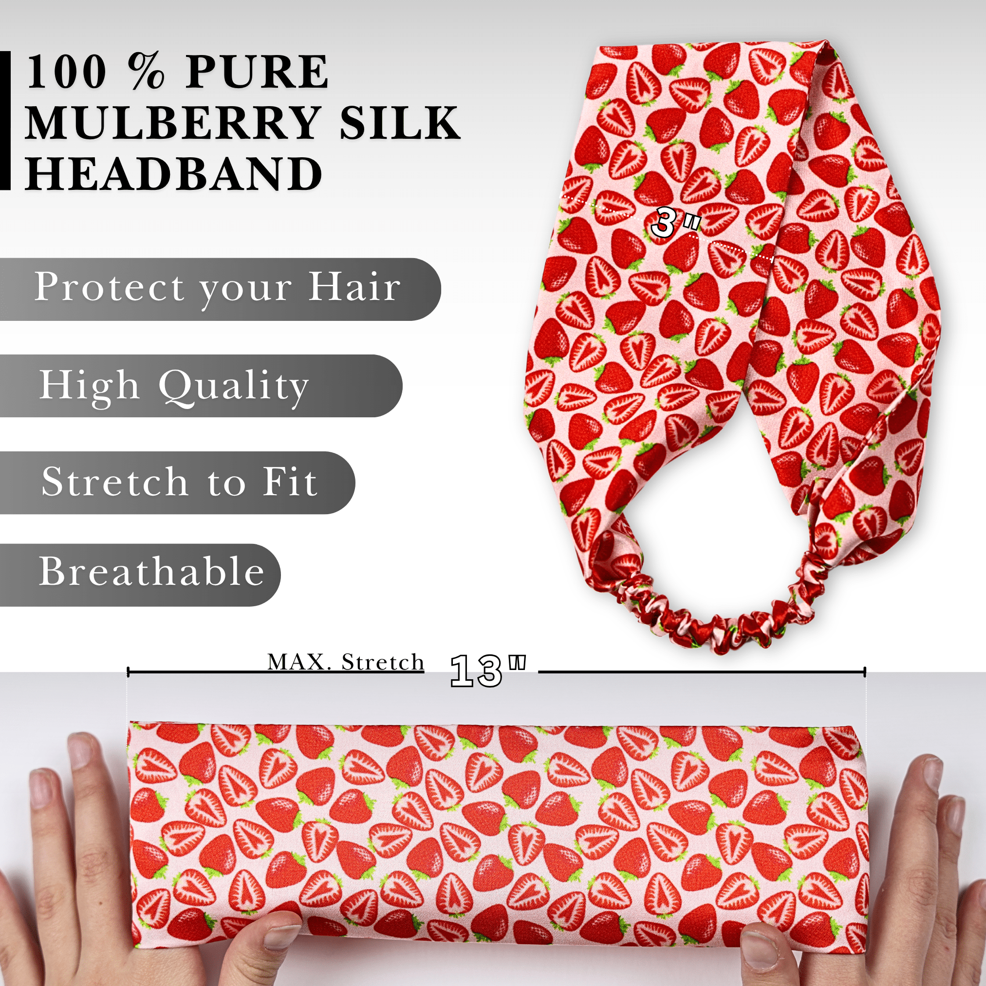 Strawberry Pure Silk Headband - NOCHKA
