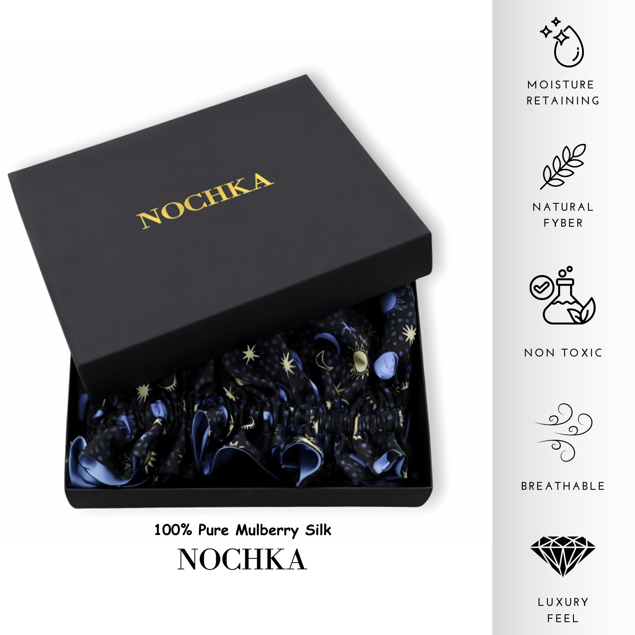 Sun and Moon Pure Mulberry Silk Bonnet – Reversible & Durable - NOCHKA
