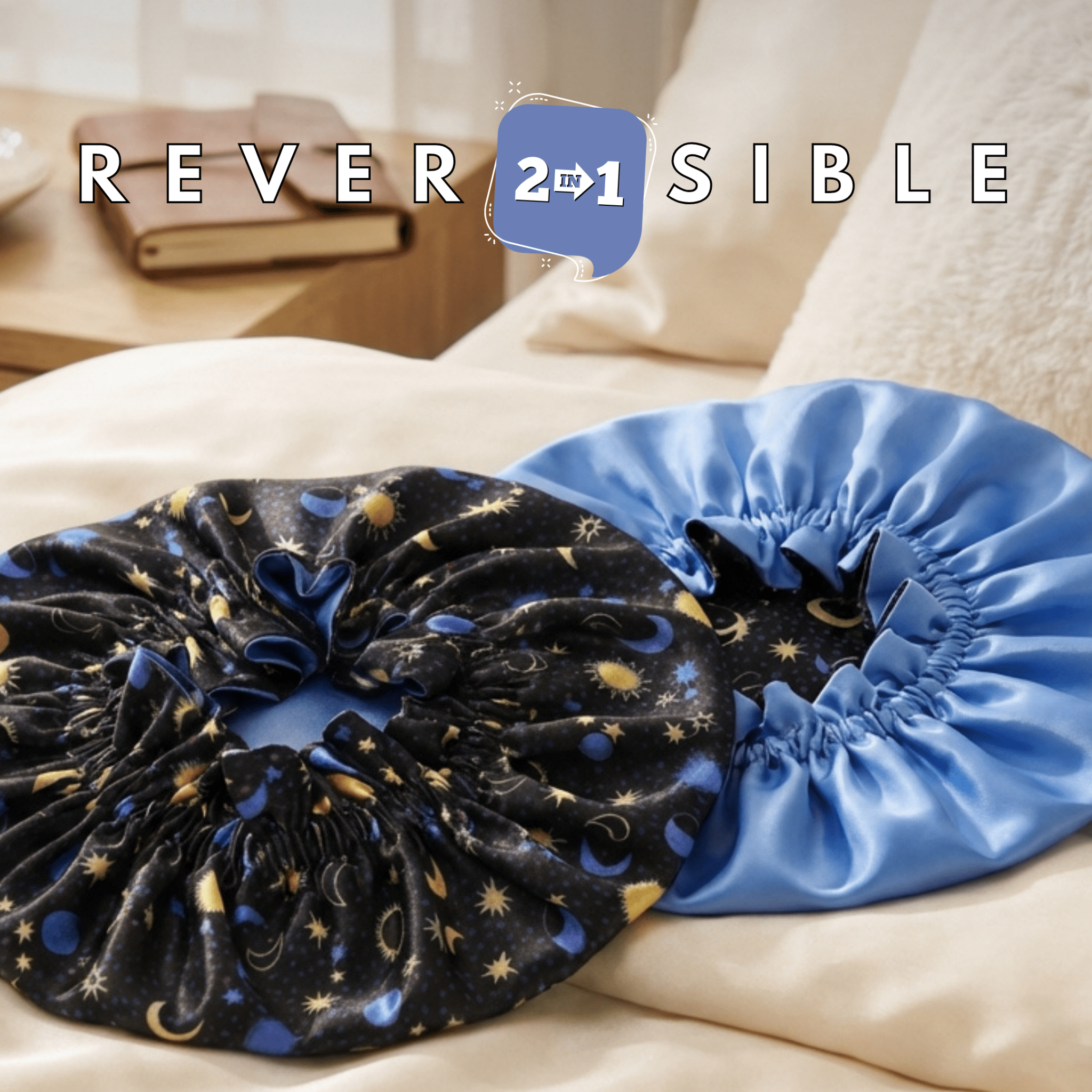 Sun and Moon Pure Mulberry Silk Bonnet – Reversible & Durable - NOCHKA
