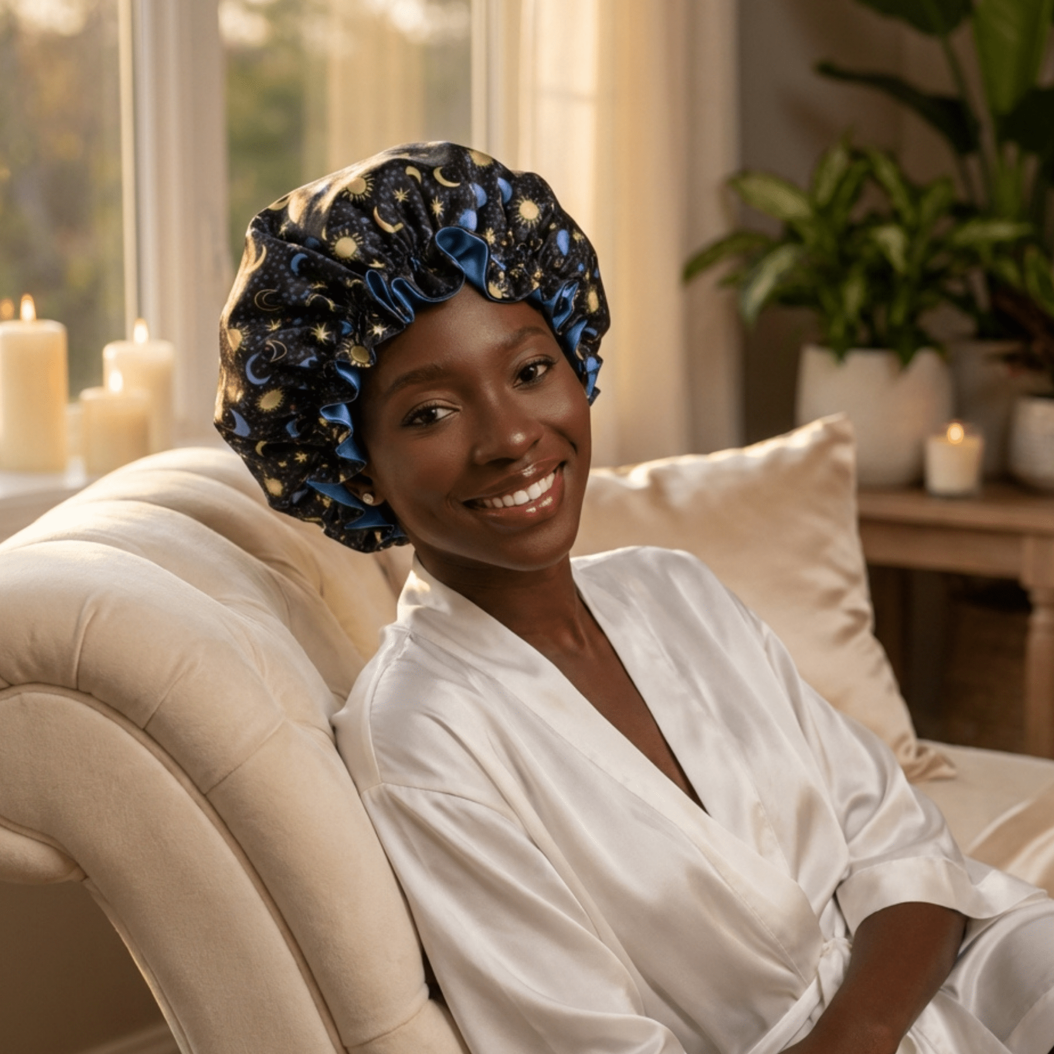 Sun and Moon Pure Mulberry Silk Bonnet – Reversible & Durable - NOCHKA

